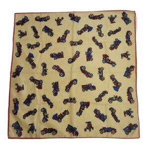 VINTAGE scarf beige antique model T car‎ cream ivory square